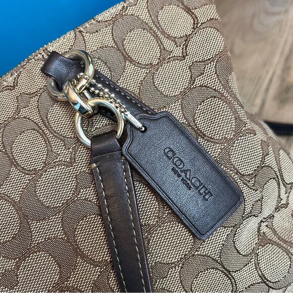 Coach Kelsey Small Satchel Signature Jacquard Tan Brown Crossbody Bag - Picture 6 of 13